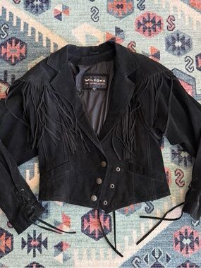 Wilson Black Suede Fringe Western Jacket